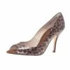 Carolina Herrera Leopard Print Peep Toe Pumps Size 39 Women - Brown