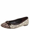 Carolina Herrera Brown/Beige Monogram Canvas Cap Toe Bow Ballet Flats Size 39 Women