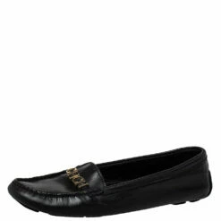 Carolina Herrera Black Leather Slip On Loafers Size 39 Women