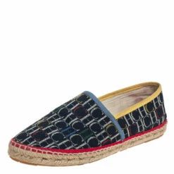 Carolina Herrera Blue Monogram Canvas Espadrilles Size 39 Women