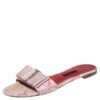 Carolina Herrera Pink Satin And Lace Bow Slide Sandals Size 39 Women