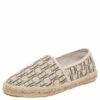 Carolina Herrera Beige Monogram Canvas Espadille Flats Size 36 Women