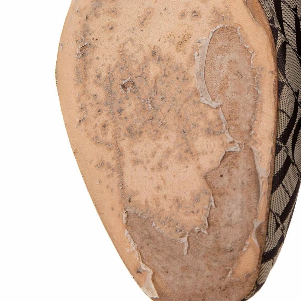 Carolina Herrera Brown/Beige Signature Canvas Logo Smoking Slippers Size 36 Women