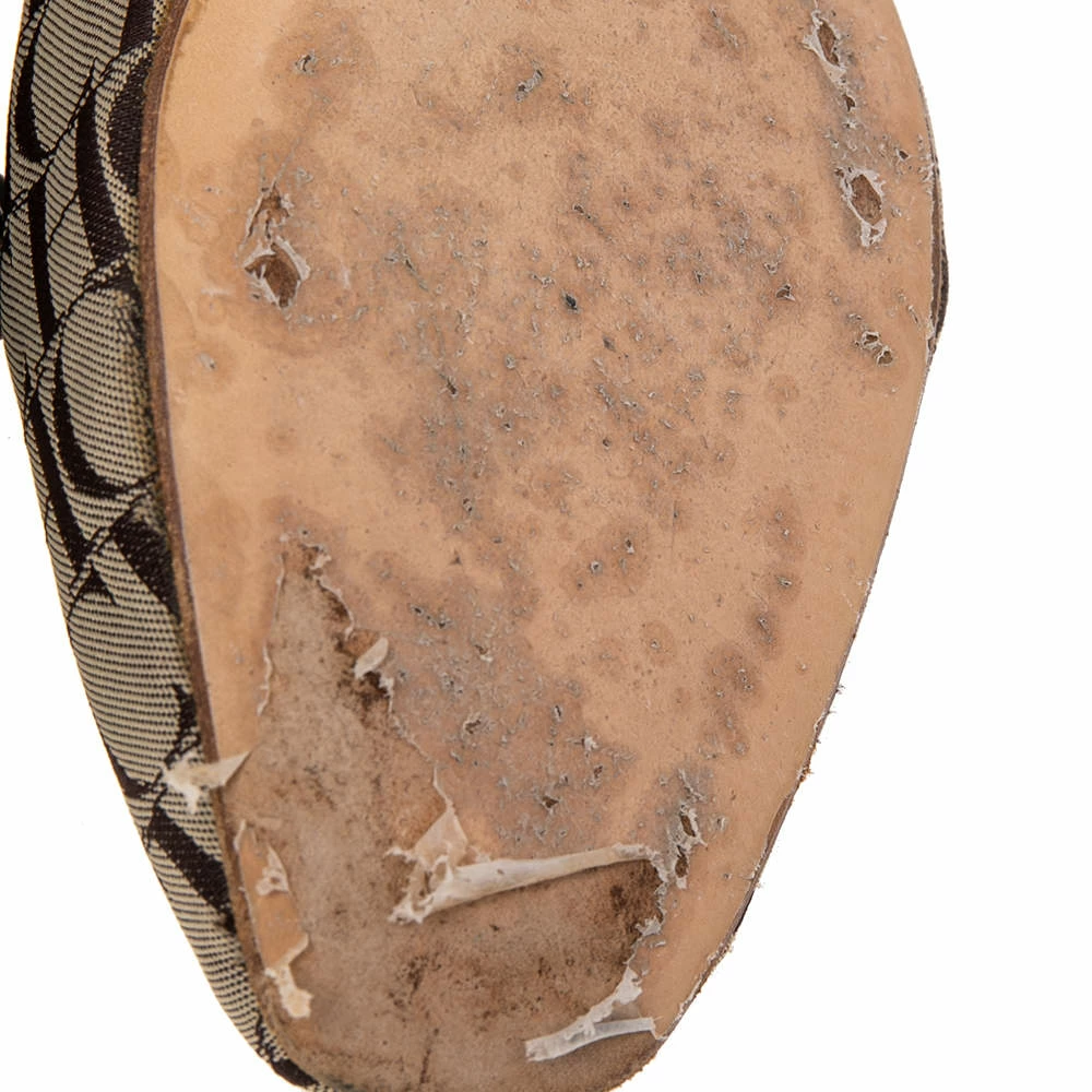 Carolina Herrera Brown/Beige Signature Canvas Logo Smoking Slippers Size 36 Women