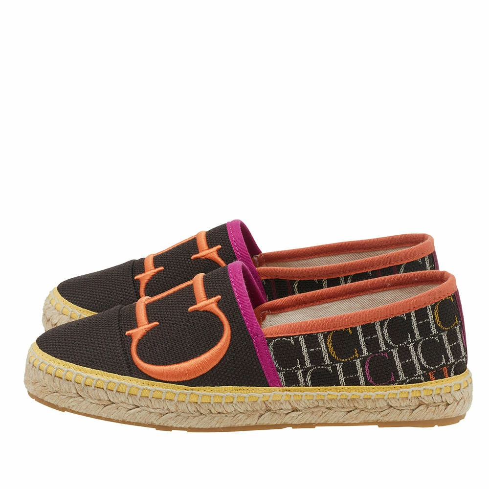 Carolina Herrera Brown Logo Embroidered Fabric Cap Toe Espadrilles Flats Size 35 Women