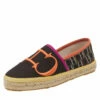 Carolina Herrera Brown Logo Embroidered Fabric Cap Toe Espadrilles Flats Size 35 Women