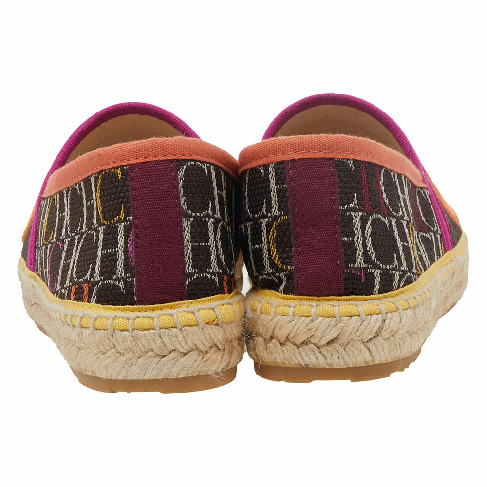 Carolina Herrera Brown Logo Embroidered Fabric Cap Toe Espadrilles Flats Size 35 Women