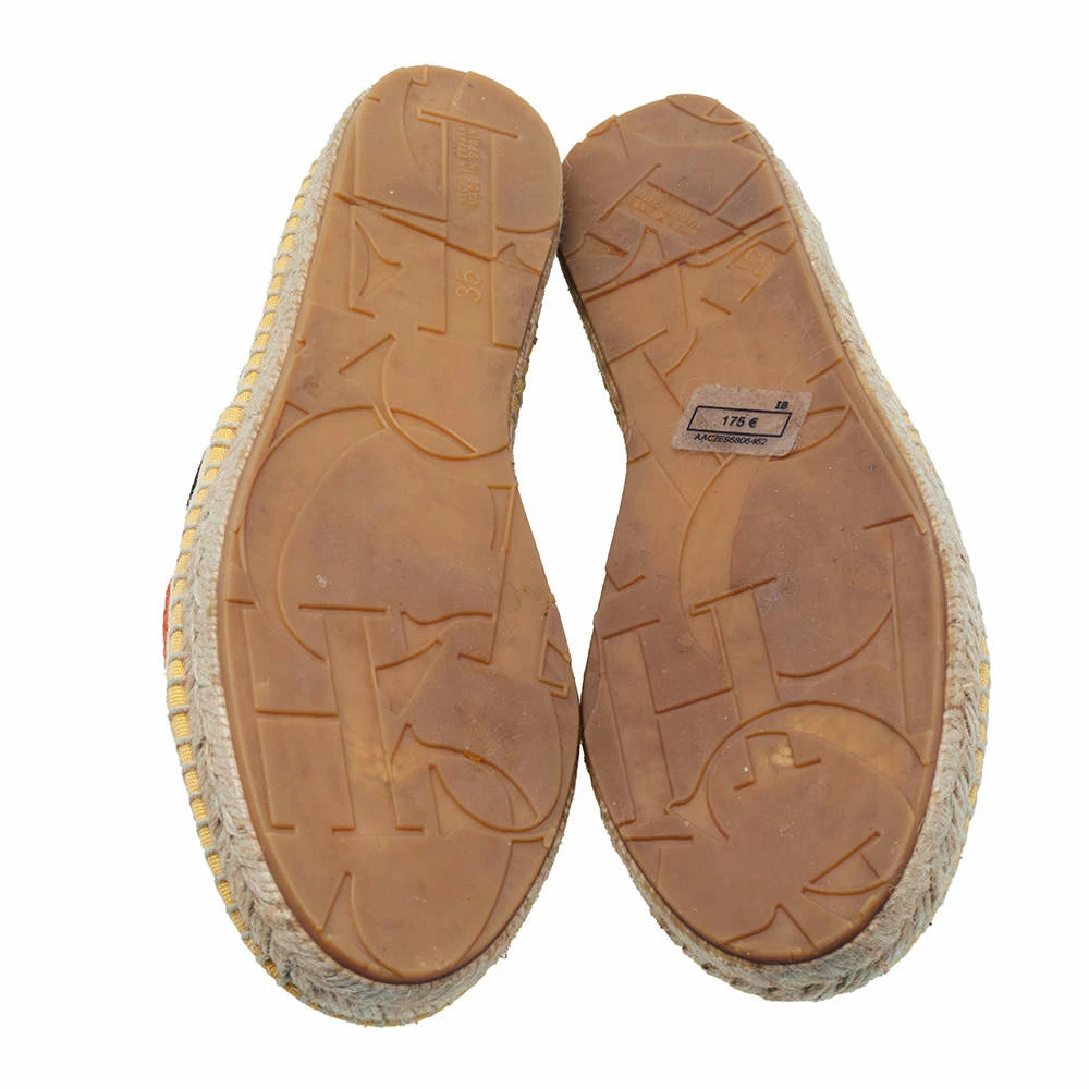 Carolina Herrera Brown Logo Embroidered Fabric Cap Toe Espadrilles Flats Size 35 Women