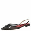 Carolina Herrera Black Fishnet And Mesh Logo Pointed Toe Slingback Flats Size 37 Women