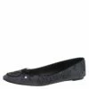 Carolina Herrera Grey Lace Ballet Flats Size 38 Women