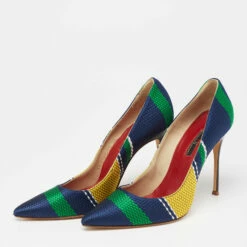 Alternative view of Carolina Herrera Multicolor Knit Fabric Pointed Toe Pumps Size 40 Women