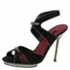 Carolina Herrera Black Suede And Silver Leather Sandals Size 38 Women