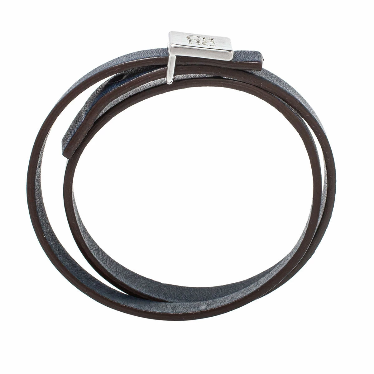 Carolina Herrera Blue Leather Let it Glow Double Loop Bracelet Women - Navy Blue