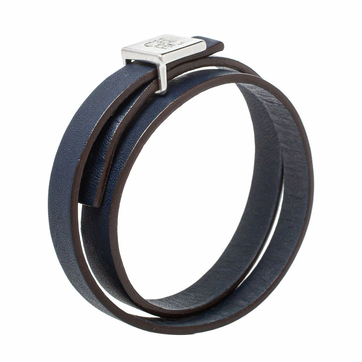 Carolina Herrera Blue Leather Let it Glow Double Loop Bracelet Women - Navy Blue