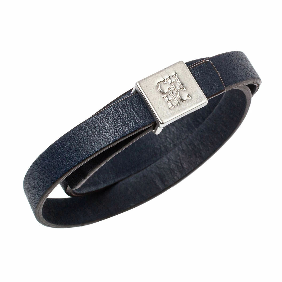 Carolina Herrera Blue Leather Let it Glow Double Loop Bracelet Women - Navy Blue