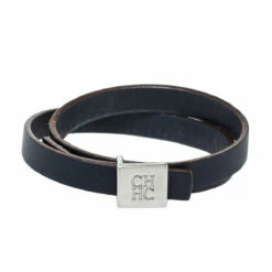 Carolina Herrera Blue Leather Let It Glow Double Loop Bracelet Women - Navy Blue