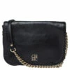 Carolina Herrera Black Leather Flap Shoulder Bag Women