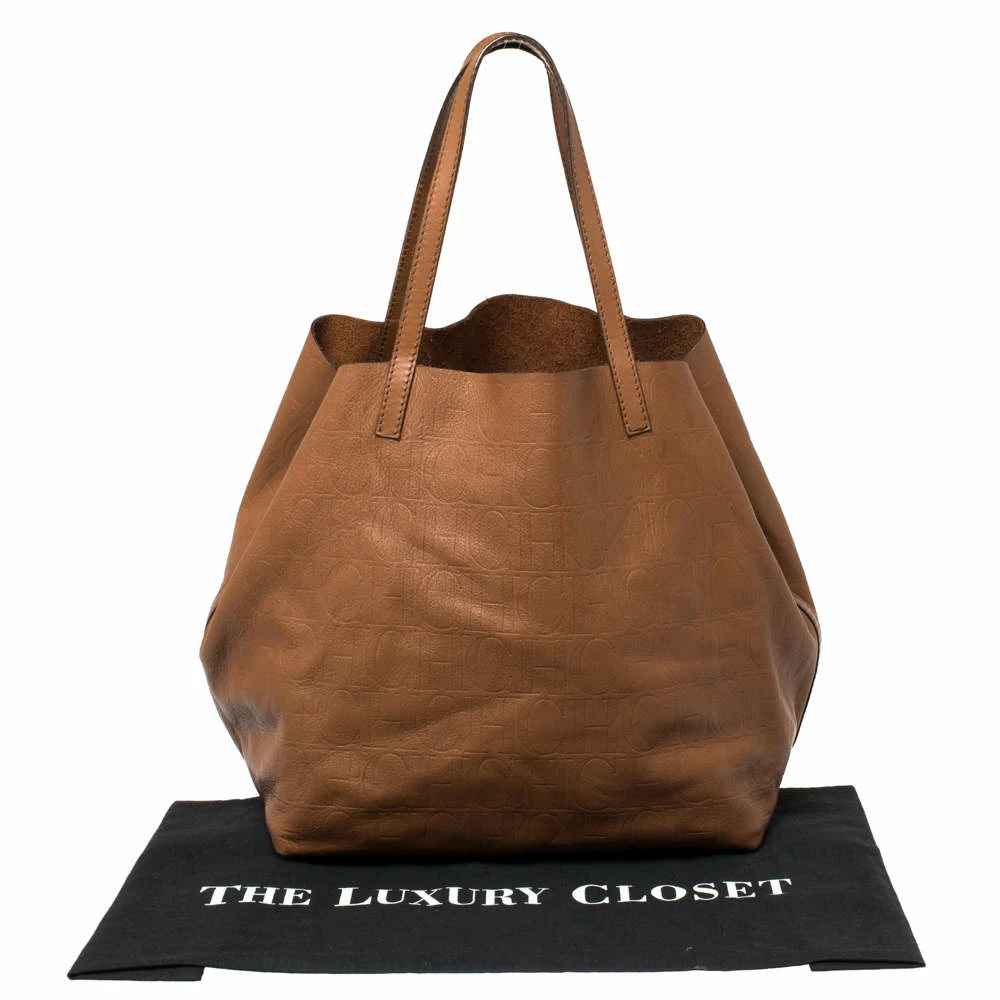 Carolina Herrera Brown Monogram Leather Matryoshka Tote Women