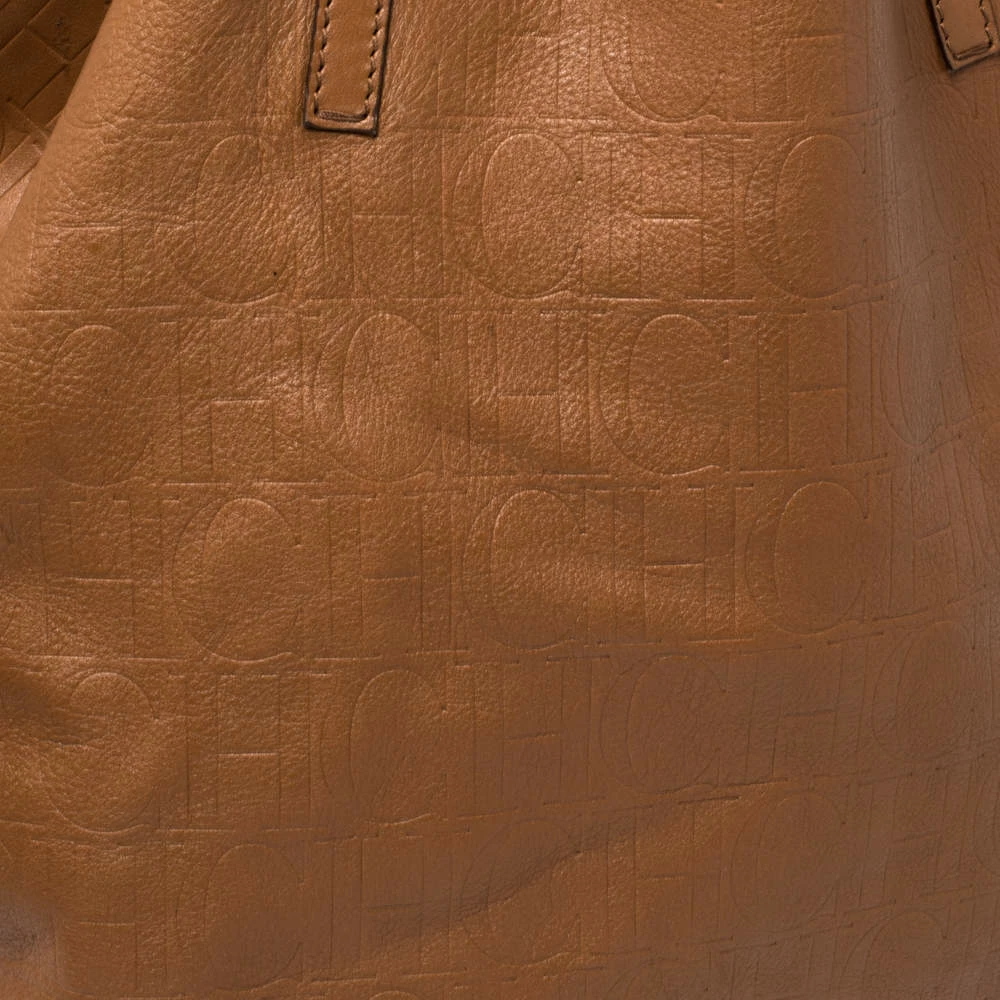 Carolina Herrera Brown Monogram Leather Matryoshka Tote Women