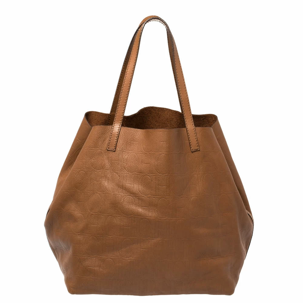 Carolina Herrera Brown Monogram Leather Matryoshka Tote Women