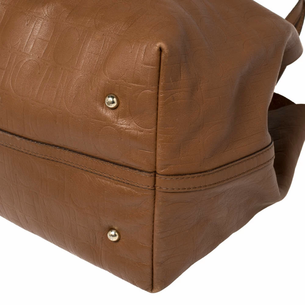 Carolina Herrera Brown Monogram Leather Matryoshka Tote Women