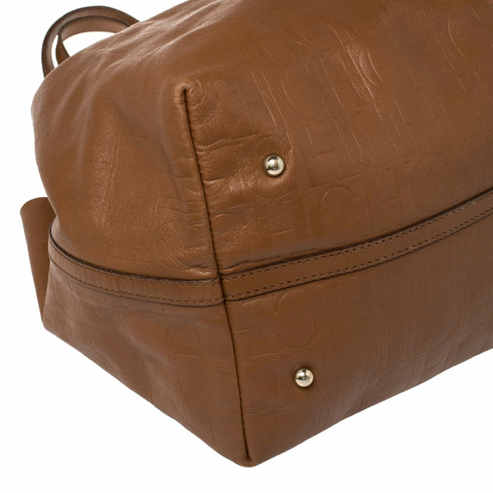 Carolina Herrera Brown Monogram Leather Matryoshka Tote Women