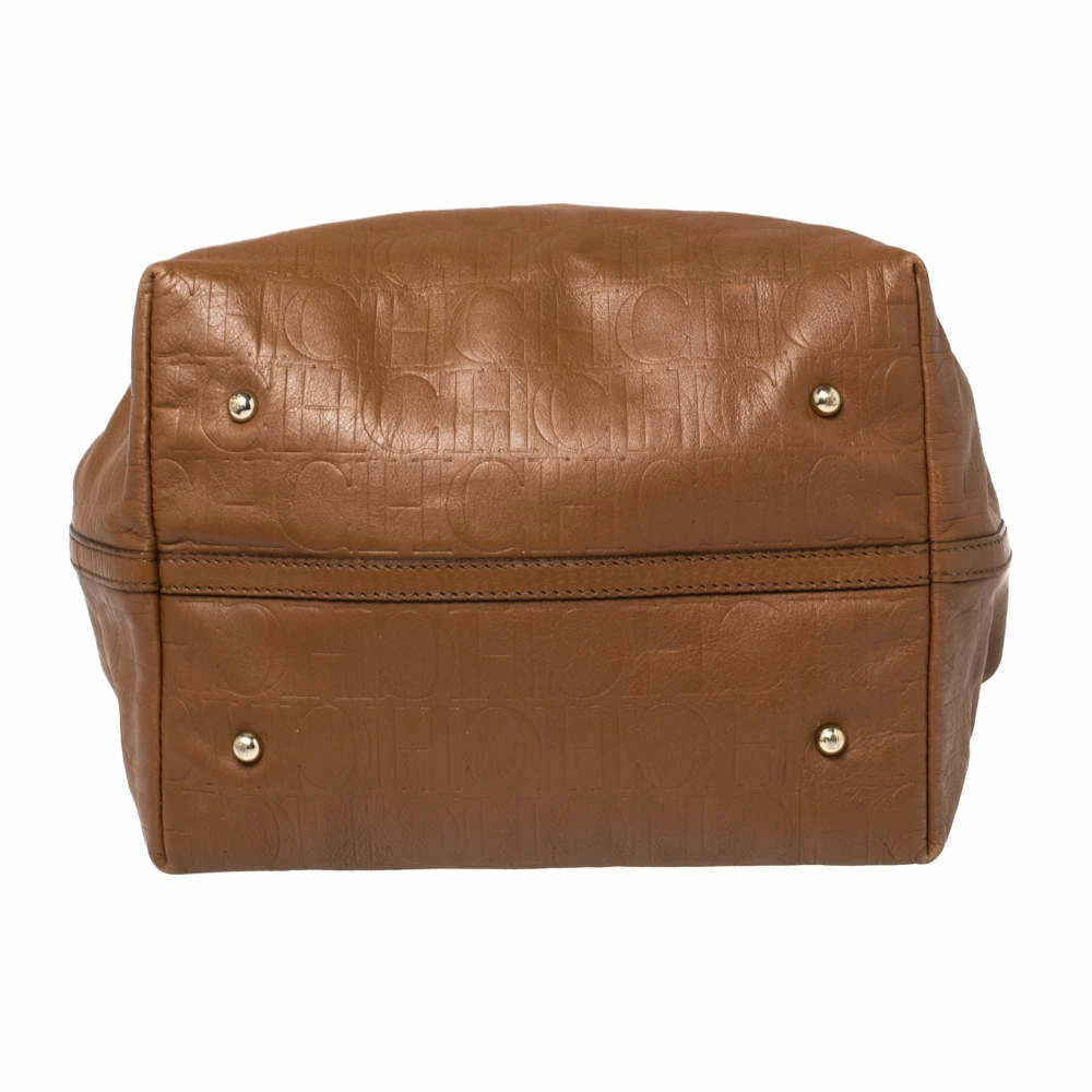 Carolina Herrera Brown Monogram Leather Matryoshka Tote Women