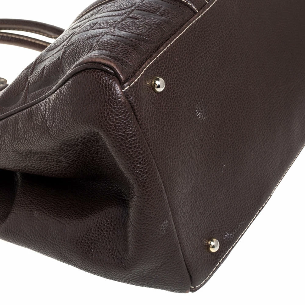 Carolina Herrera Brown Monogram Leather Matteo Tote Women