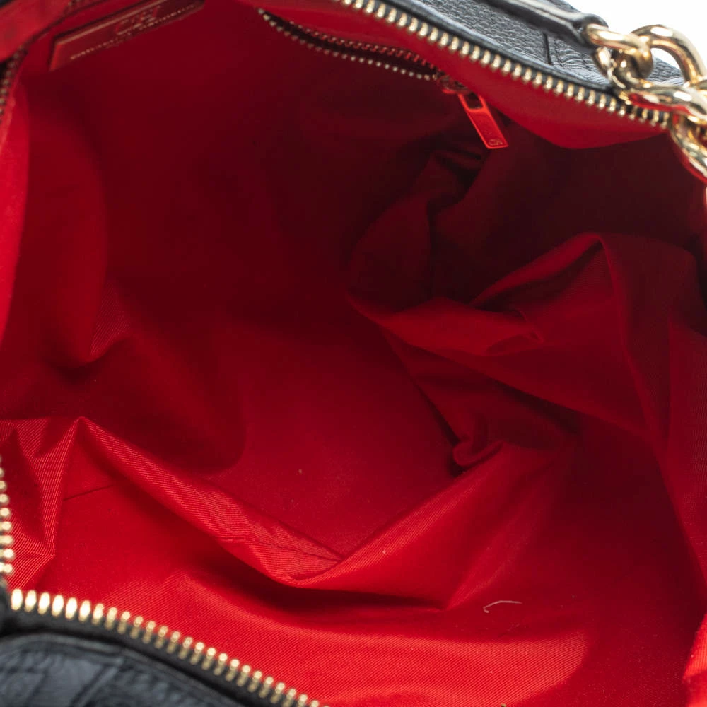 Carolina Herrera Black Pebbled Leather Hobo Women