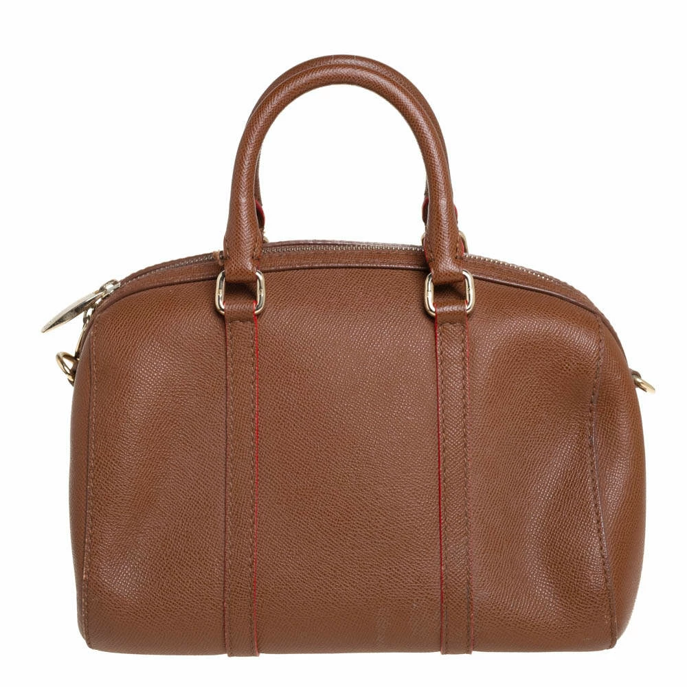 Carolina Herrera Brown Textured Leather Mini Andy Boston Bag Women