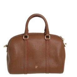 Carolina Herrera Brown Textured Leather Mini Andy Boston Bag Women