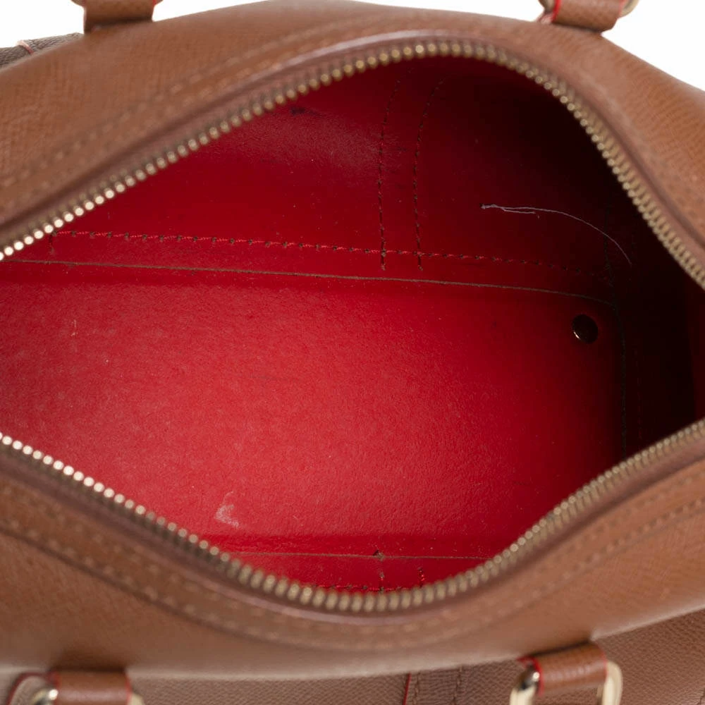 Carolina Herrera Brown Textured Leather Mini Andy Boston Bag Women