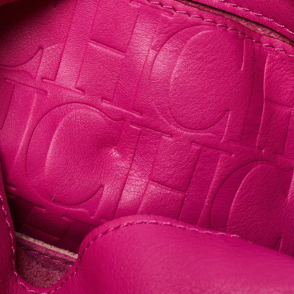 Carolina Herrera Pink Leather Mini Minuetto Top Handle Bag Women