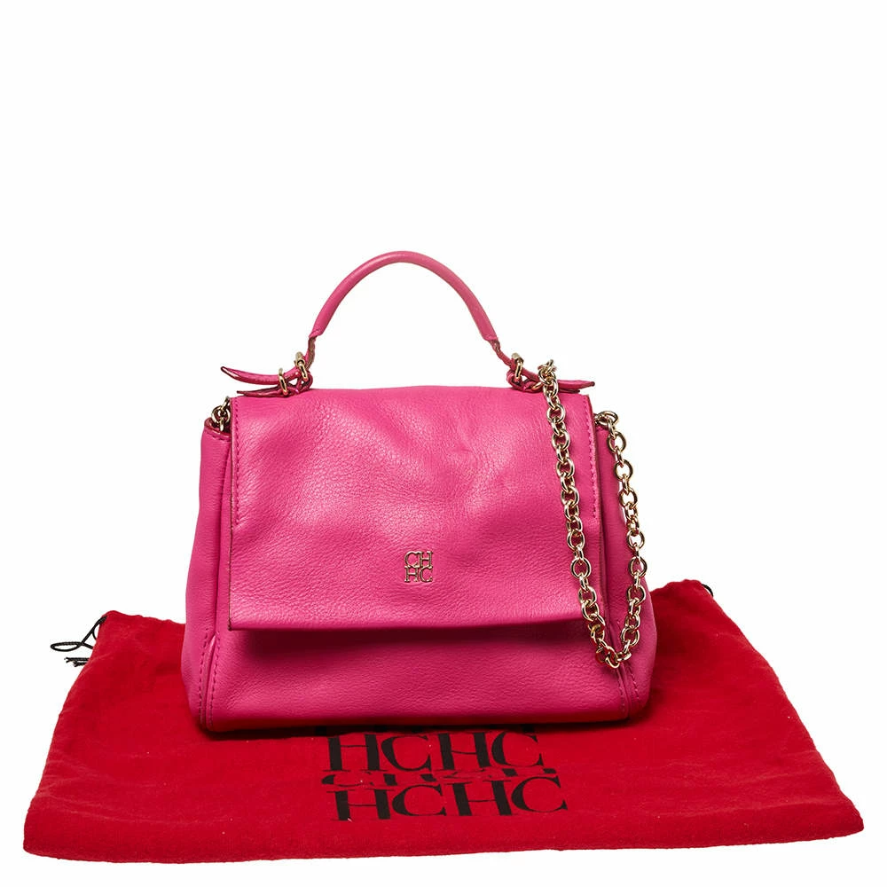 Carolina Herrera Pink Leather Mini Minuetto Top Handle Bag Women