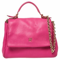 Carolina Herrera Pink Leather Mini Minuetto Top Handle Bag Women