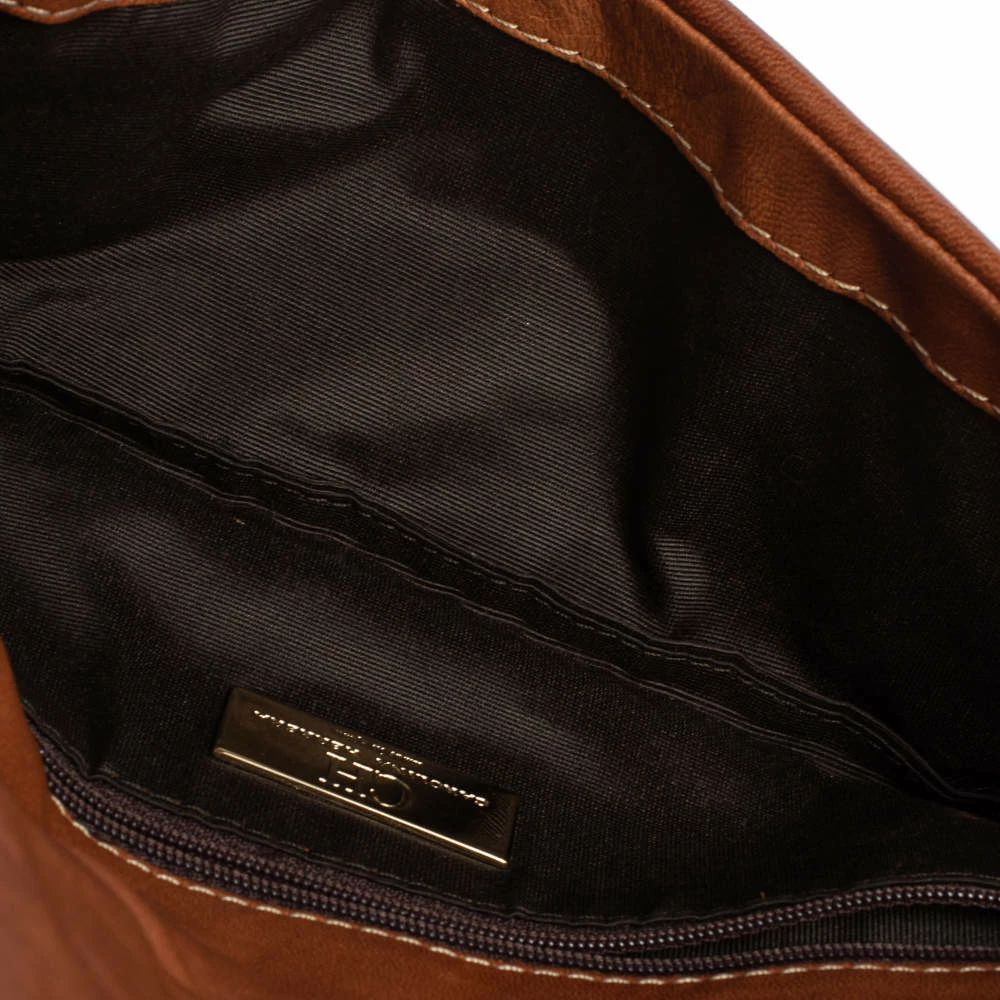 Carolina Herrera Brown Monogram Leather Clutch Women