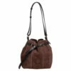 Carolina Herrera Brown Embossed Suede And Leather Bow Bucket Bag Women