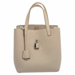 Carolina Herrera Grey Leather Small Matryoshka Locked Tote Women