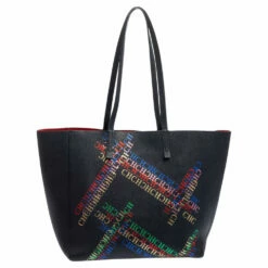 Carolina Herrera Multicolor Logo Print Leather Open Tote Women