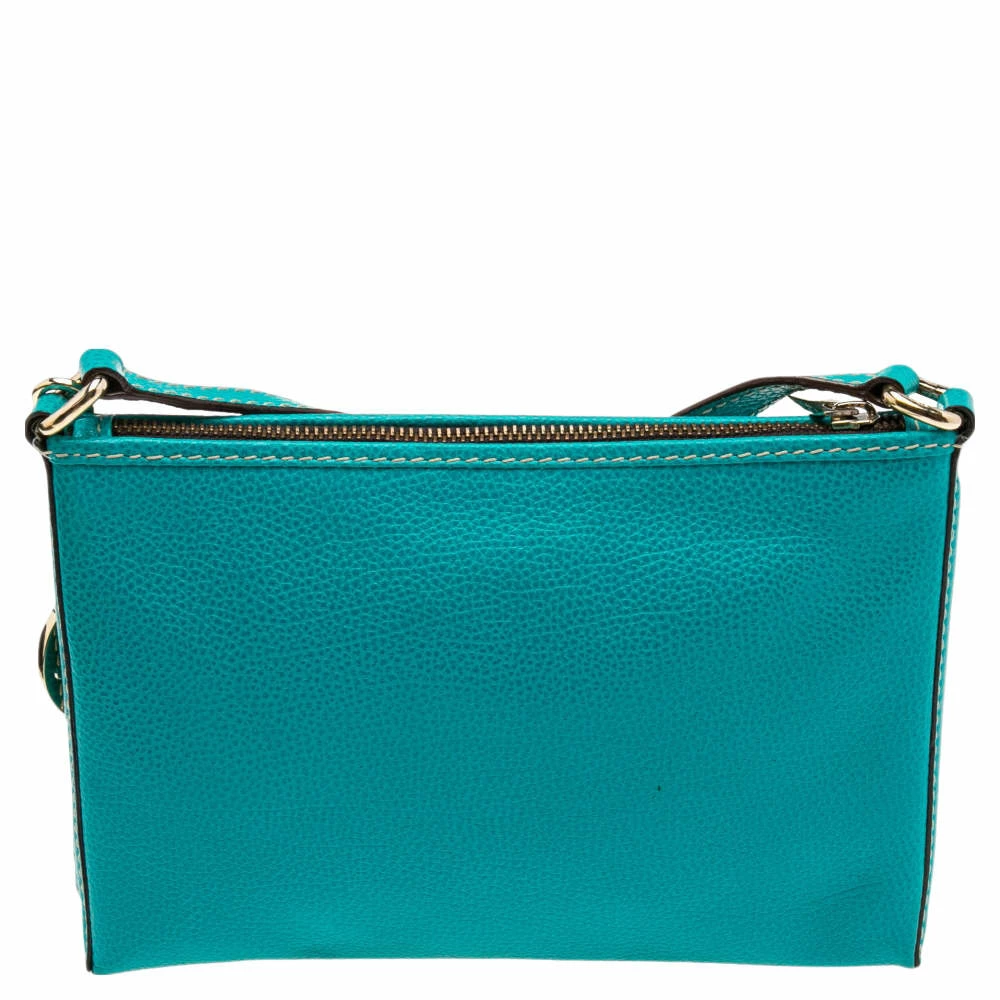 Carolina Herrera Turquoise Blue Leather Crossbody Bag Women