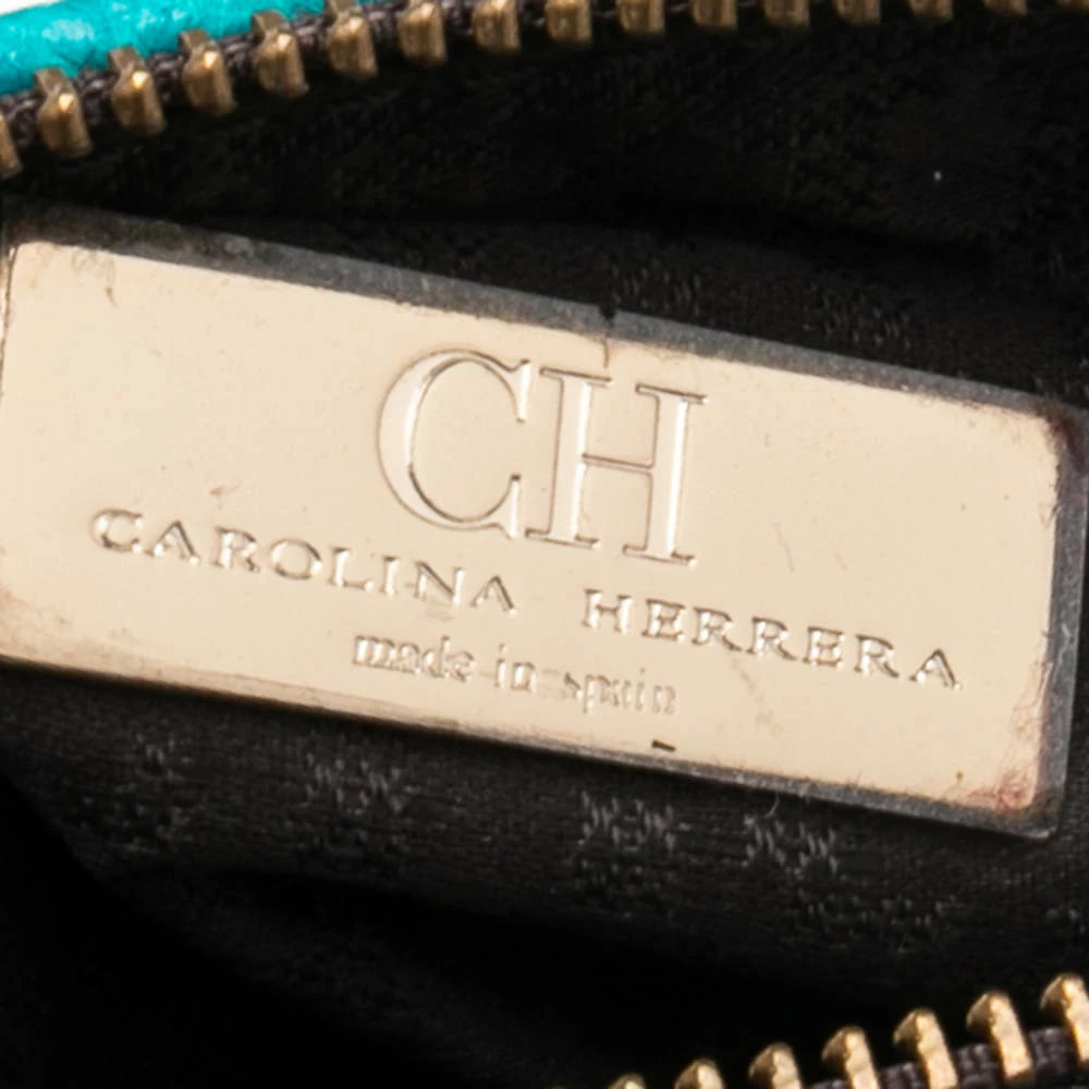 Carolina Herrera Turquoise Blue Leather Crossbody Bag Women