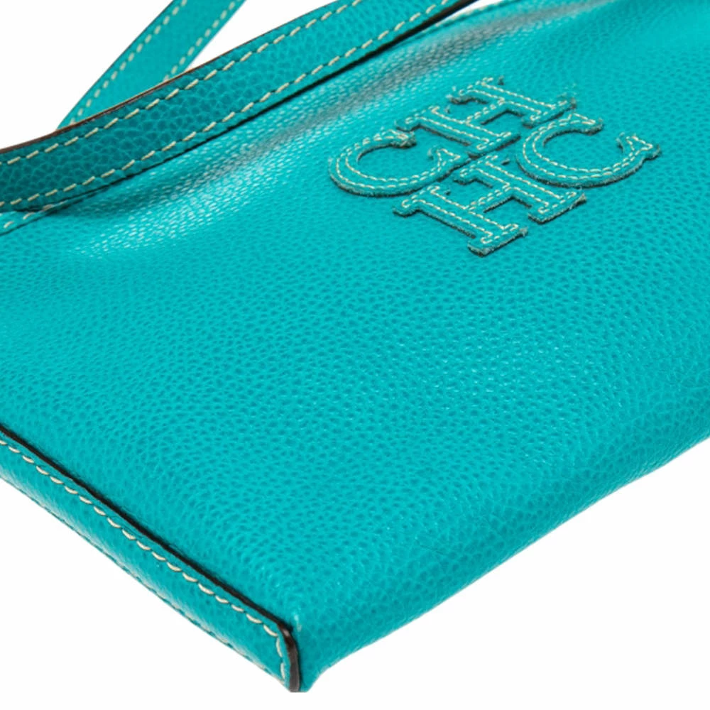 Carolina Herrera Turquoise Blue Leather Crossbody Bag Women