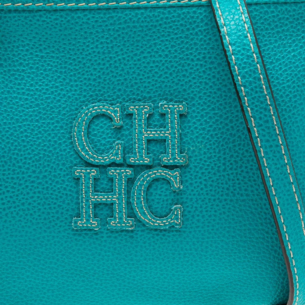 Carolina Herrera Turquoise Blue Leather Crossbody Bag Women