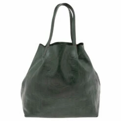 Carolina Herrera Green Monogram Leather Matryoshka Tote Women