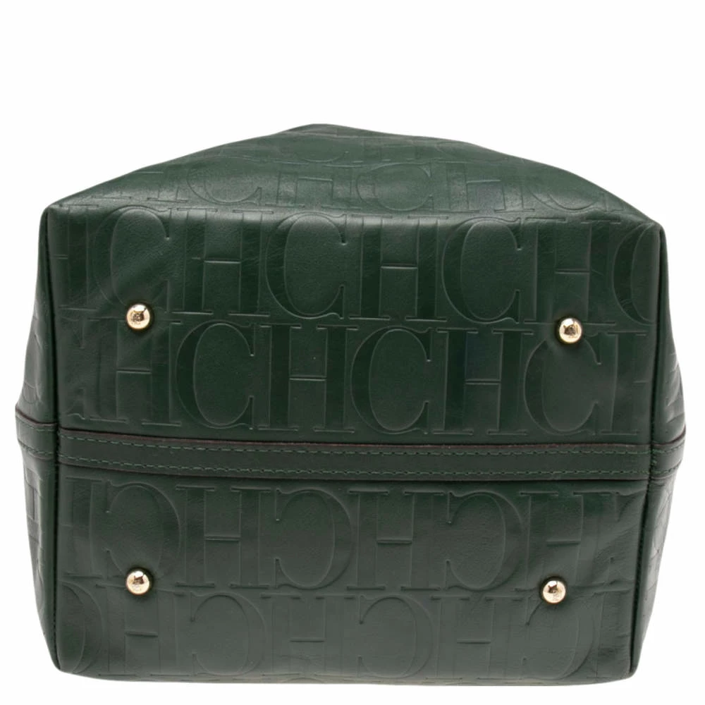Carolina Herrera Green Monogram Leather Matryoshka Tote Women