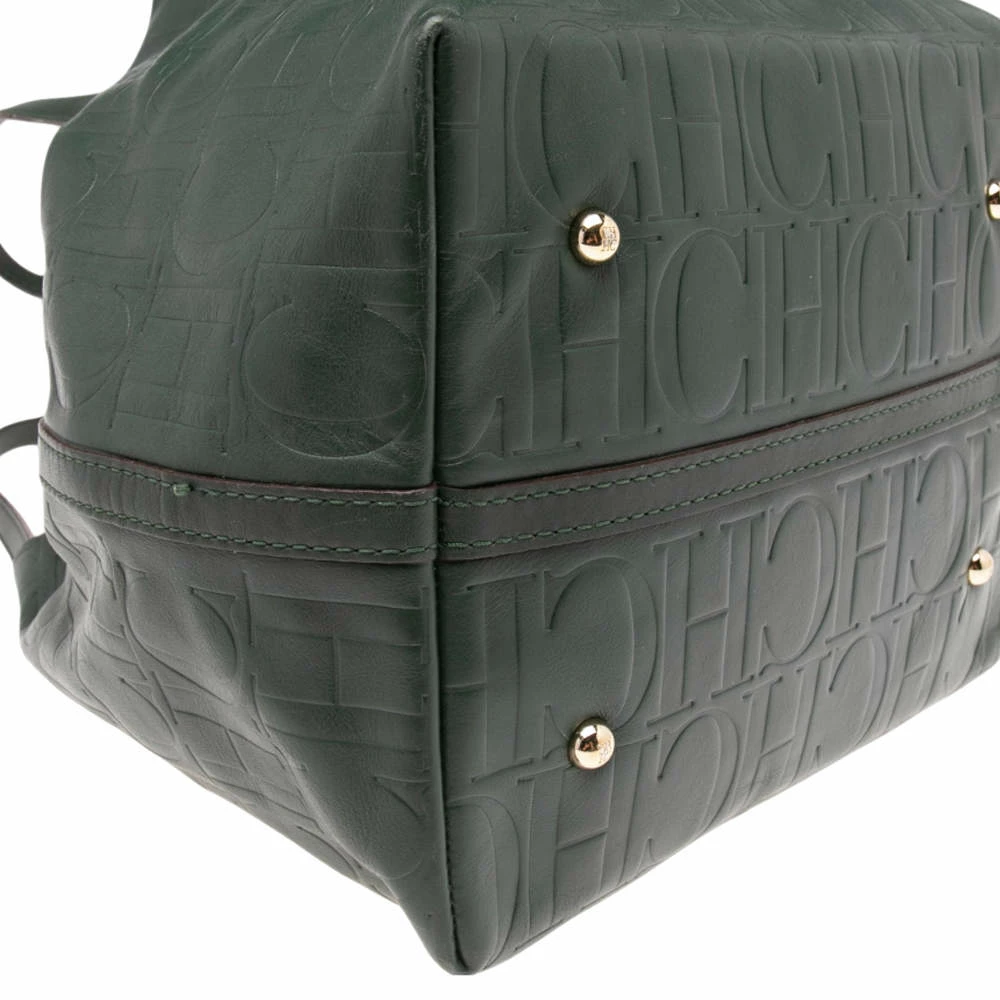 Carolina Herrera Green Monogram Leather Matryoshka Tote Women