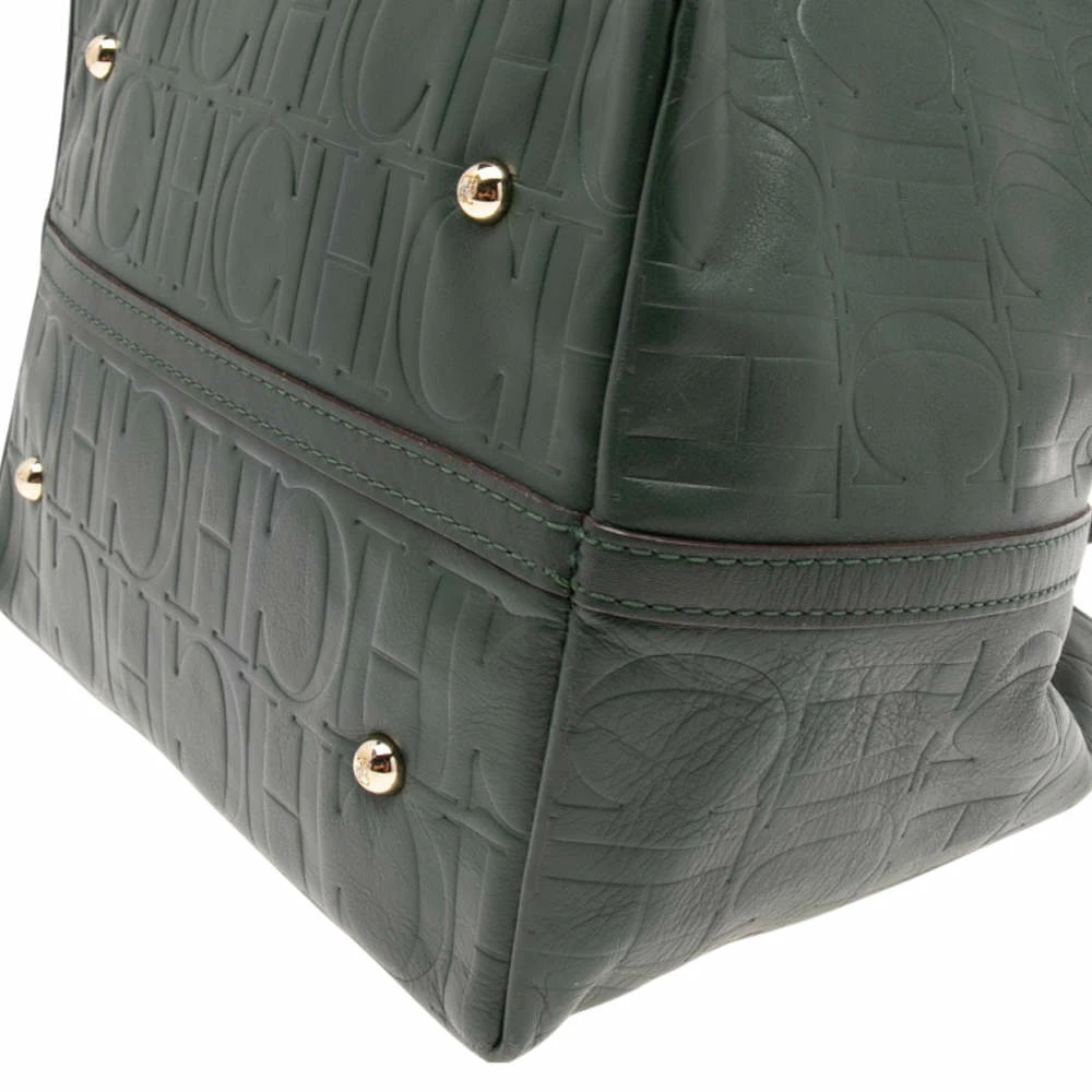 Carolina Herrera Green Monogram Leather Matryoshka Tote Women