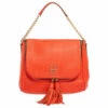 Carolina Herrera Rose Red Leather Zip Hobo Women